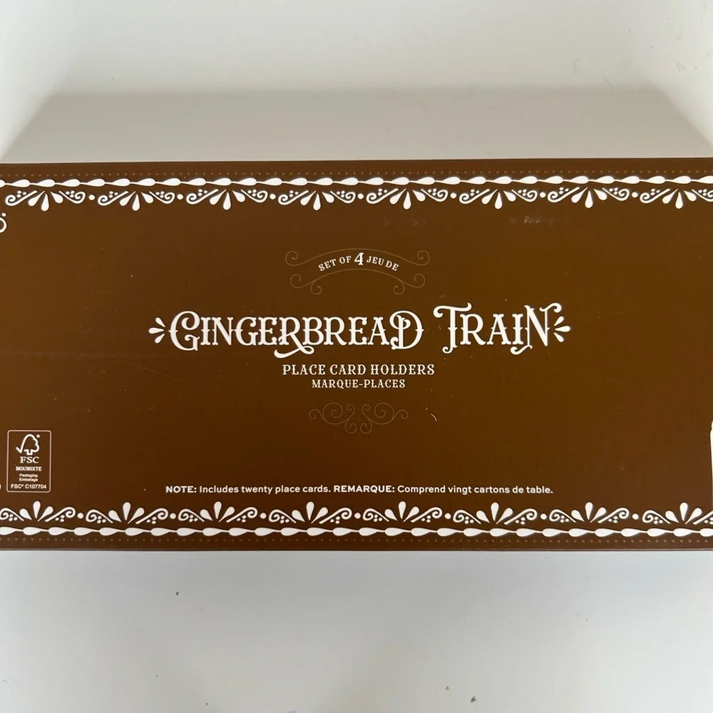Pottery Barn Gingerbread Train Stoneware Place Card Holders Mixed Set of 4 New!‎